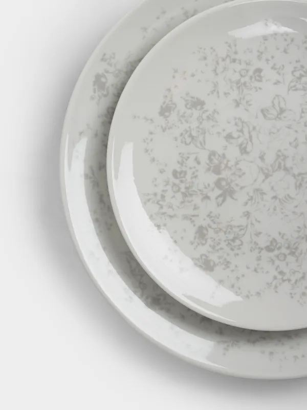 Сервиз обеденный, 6 перс, 18 пр, фарфор P, белый, Серые цветы, Gentle flowers, image-2