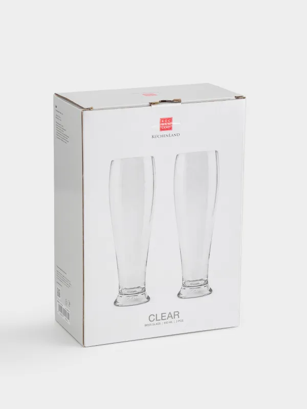 Стакан для пива, 23 см, 650 мл, 2 шт, стекло, Clear, image-4