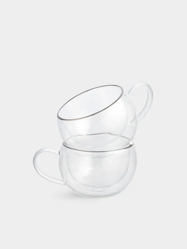 Кружка, 270 мл, 2 шт, стекло Б, с серебристым кантом, Air-Silver, image-0