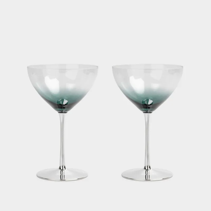 Бокал-креманка для шампанского, 310 мл, 2 шт, стекло, серый градиент, Vergato gradient