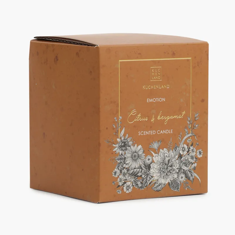 Свеча ароматическая, 9 см, в подсвечнике, стекло, янтарная, Citrus and Bergamot, Emotion, image-2