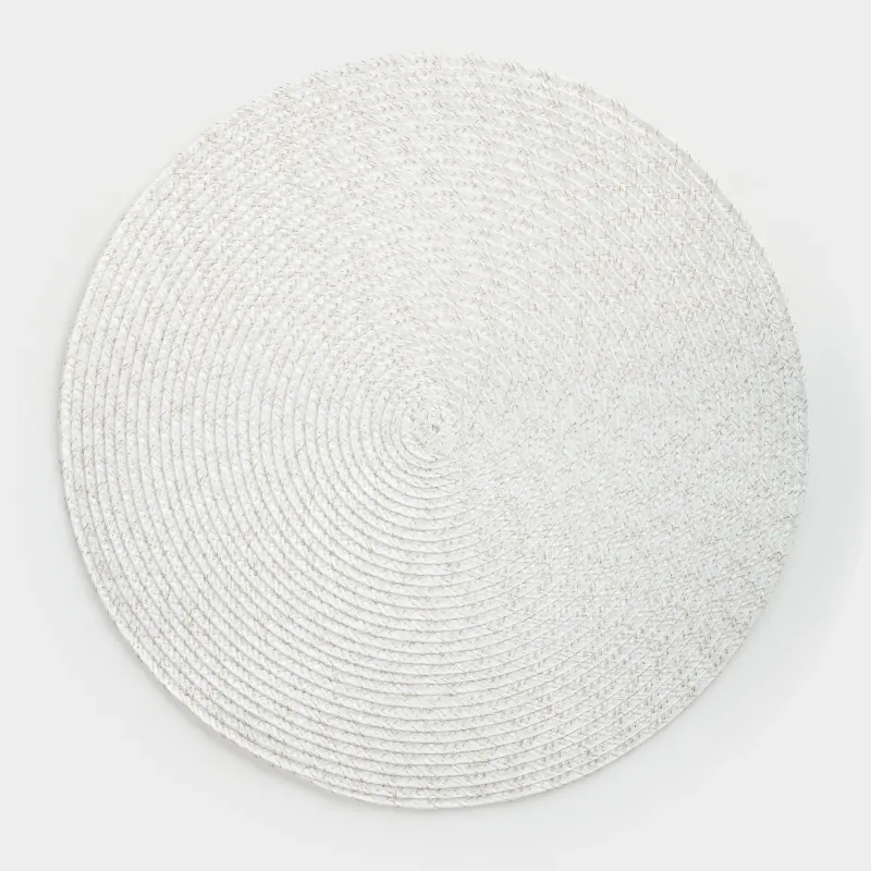 Салфетка под приборы, 38 см, полиэстер, круглая, молочная, Ring mix