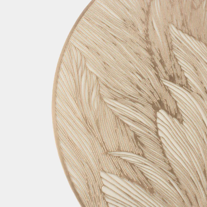 Салфетка под приборы, 38 см, ПВХ, круглая, золотистая, Лист, Azhur, image-3