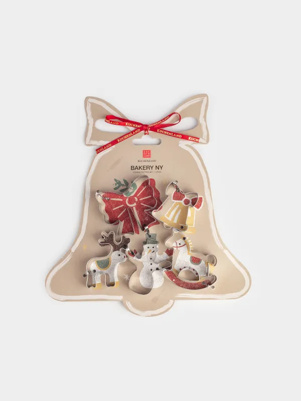 Набор форм для печенья, 5 шт, сталь, Новогодние атрибуты, Bakery NY, image-0
