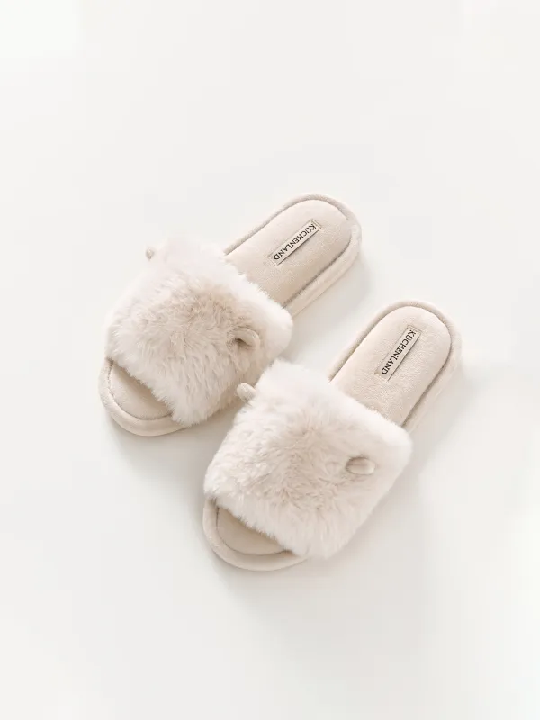 Тапочки женские, домашние, молочные, Fur, image-5