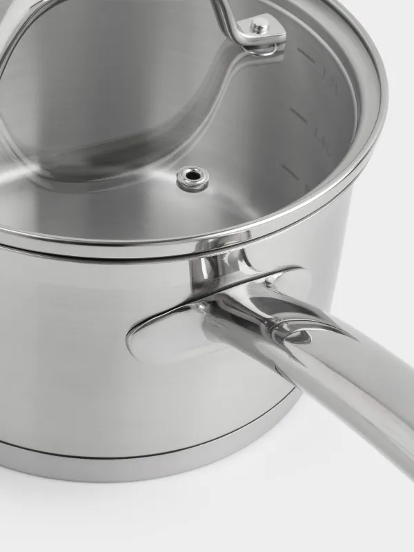 Ковш, 16 см, 1,8 л, с крышкой, сталь/стекло Б, Silver Stone, image-4