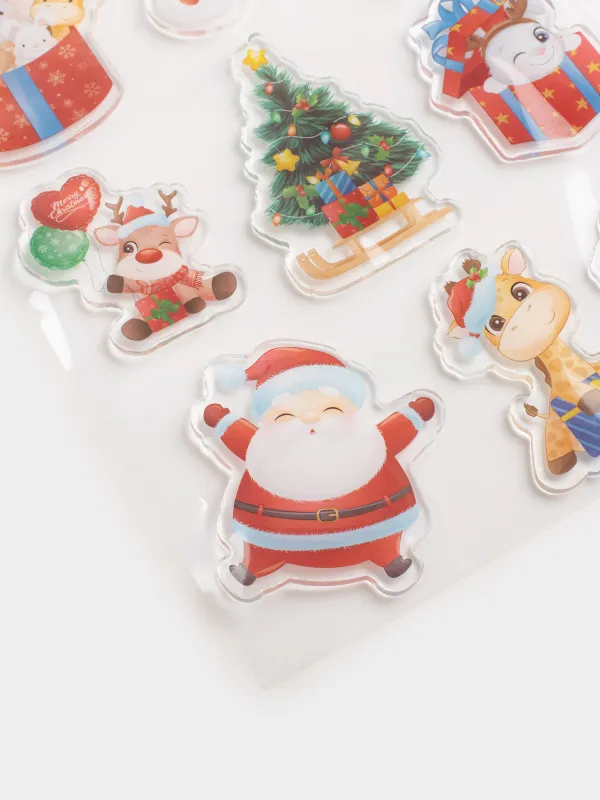 Набор наклеек, 15х20 см, многоразовые, термопластик, Елка, Christmas decal, image-2