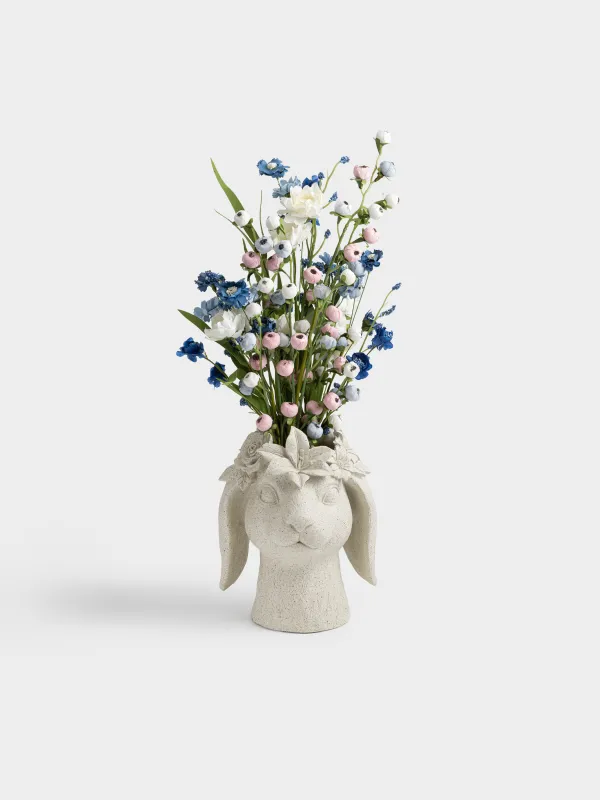 Ваза декоративная, 22 см, полирезин, бежевая, Кролик в цветах, Flora Easter, image-4