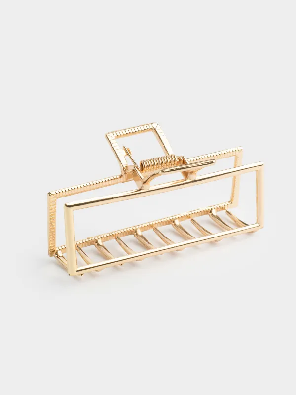 Заколка для волос, 9 см, металл, золотистая, Крабик, Fantastic gold, image-0