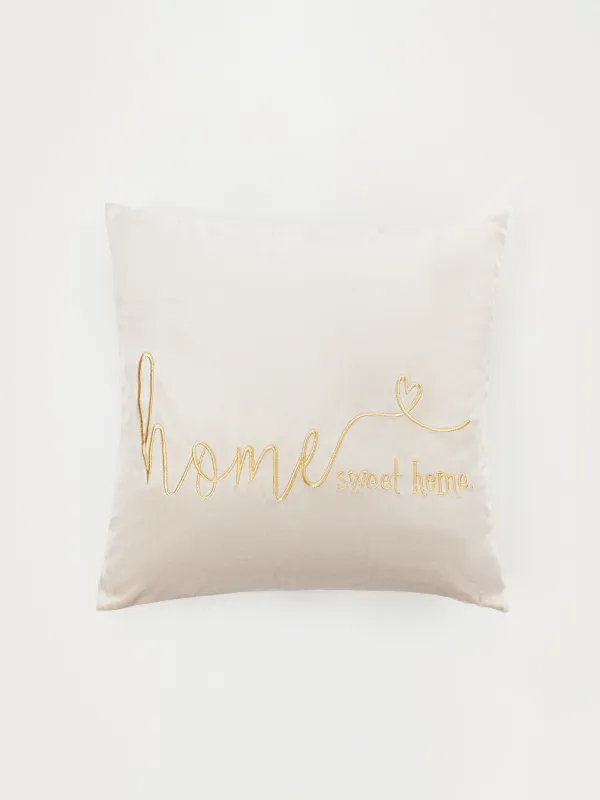 Подушка декоративная, 45х45 см, вельвет, молочно-золотистая, Sweet home, Scroll, image-0