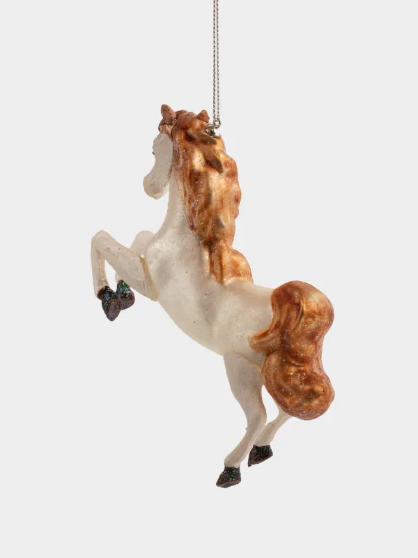 Игрушка елочная, 12х10 см, стекло, Figure horse, image-2