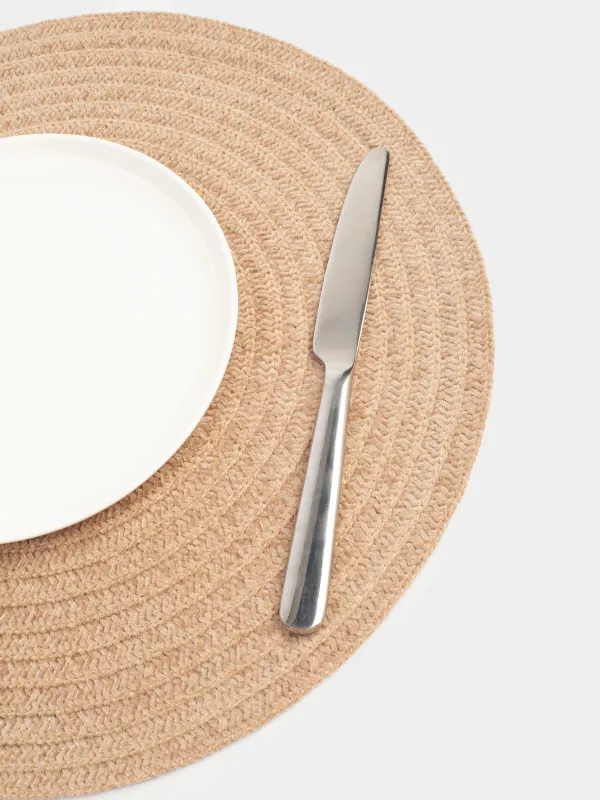 Салфетка под приборы, 38 см, шенилл, круглая, коричневая, Chenill, image-4