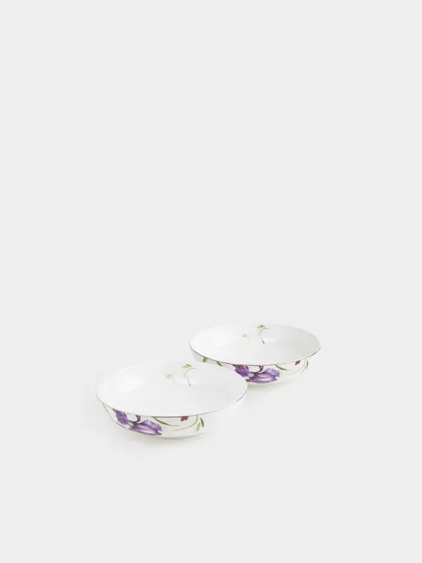 Тарелка суповая, 20х5 см, 2 шт, фарфор F, с серебристым кантом, Ирис, Antarctica Flowers, image-2