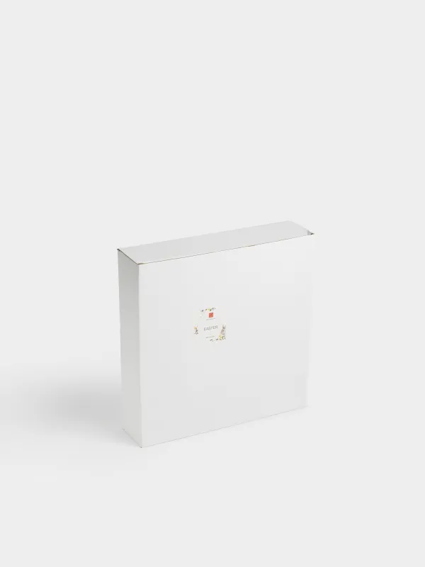 Блюдо пасхальное, 26 см, 12 отд, с местом для кулича, керамика D, молочно-серое, Цветы, Easter, image-4