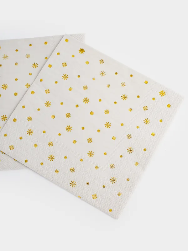 Салфетки бумажные, 33х33 см, Snowfall gold, image-3