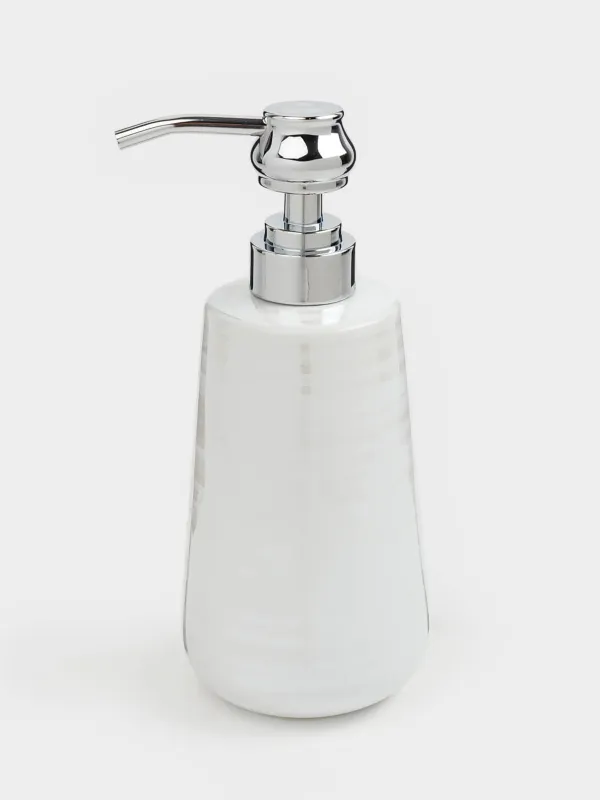Диспенсер для жидкого мыла, 400 мл, керамика/металл, белый, перламутр, Odyssey, image-0