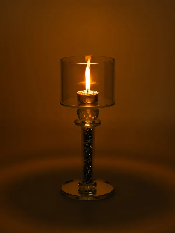 Подсвечник, 25 см, для цилиндрической свечи, на ножке, кристальное стекло/стразы, Lux crystal, image-5