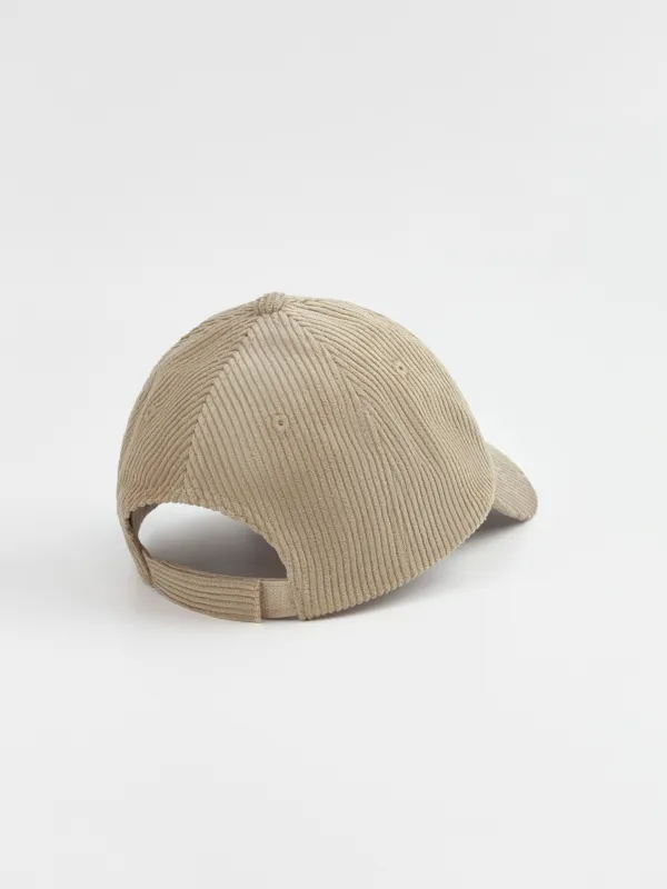 Бейсболка в рубчик, бежевая, Velvet cap, image-3