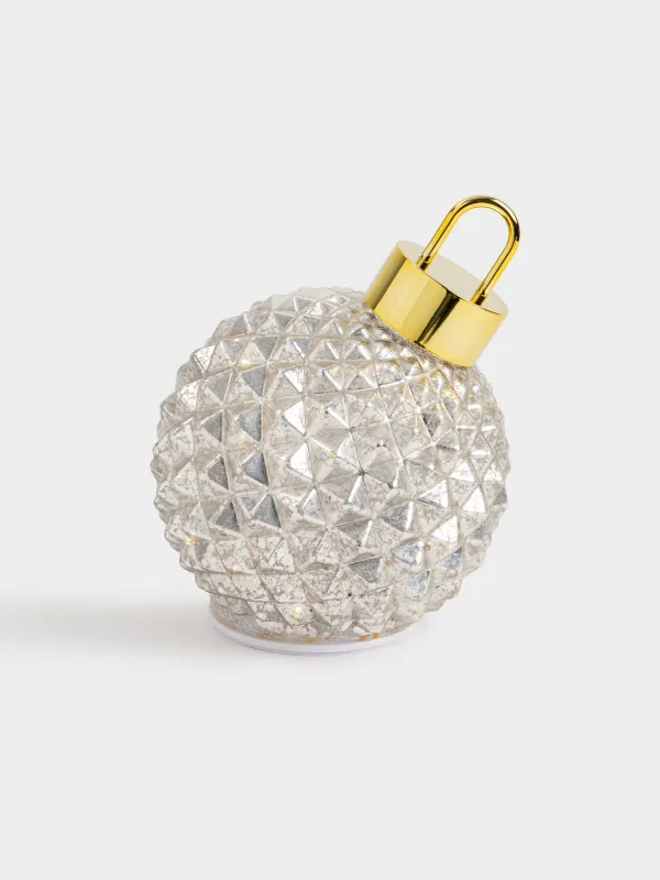 Статуэтка с подсветкой, 15 см, вращающаяся, стекло/пластик, шампань, Елочный шар, Patina, image-1