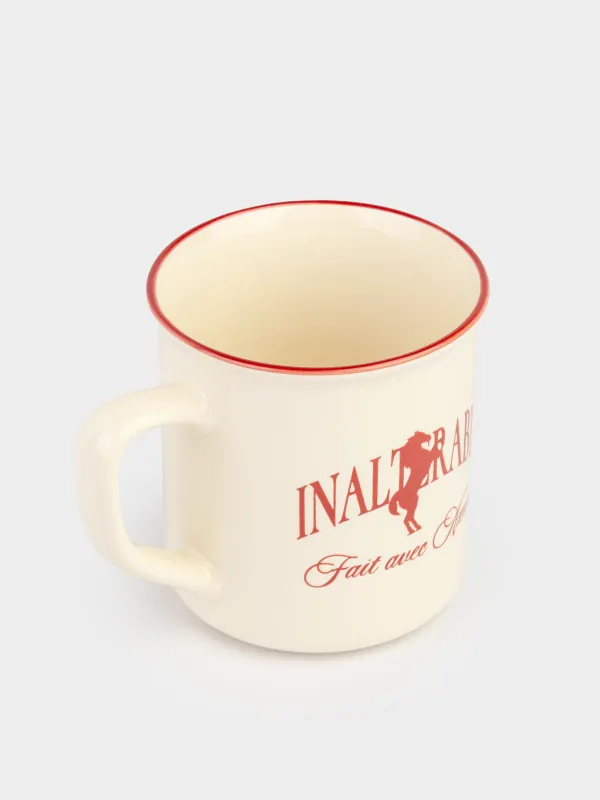 Кружка, 430 мл, фарфор N, молочно-бордовая, Конь, Great horse, image-1