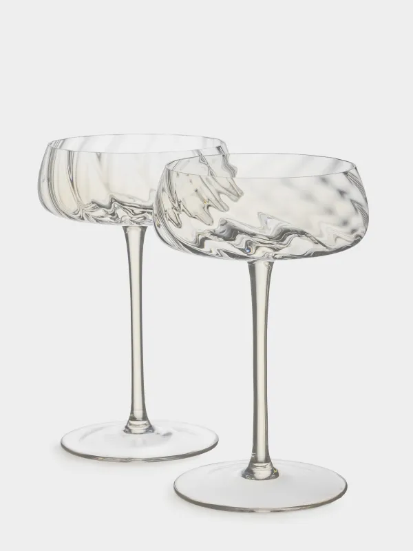 Бокал-креманка для шампанского, 270 мл, 2 шт, стекло, перламутр, Sorento bend, image-2