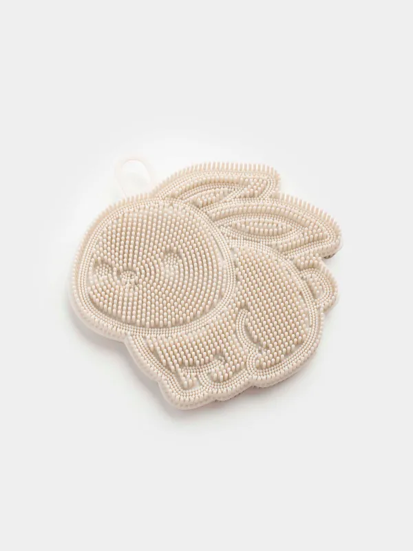 Губка для мытья посуды, 13х10 см, силикон, серая, Кролик, Manny, image-1