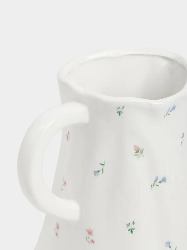 Кувшин, 1,4 л, керамика D, молочный, Нежные цветы, El flora, image-4