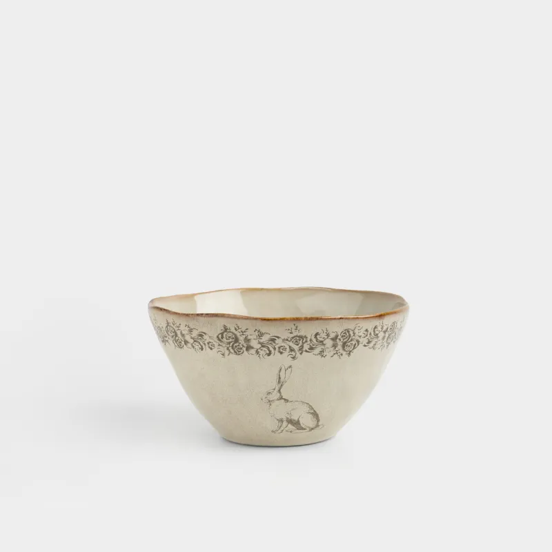 Салатник, 15х8 см, 700 мл, керамика R, бежевый, Заяц с цветами, Rustic Easter