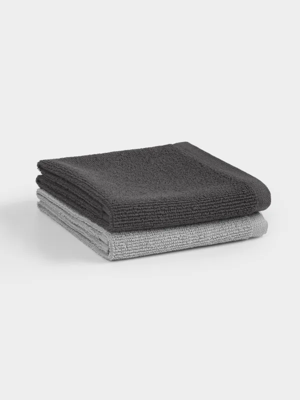 Полотенце кухонное, 30х60 см, 2 шт, хлопок, темно-серое/светло-серое, Mong, image-1