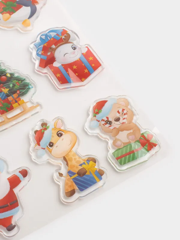 Набор наклеек, 15х20 см, многоразовые, термопластик, Елка, Christmas decal, image-1