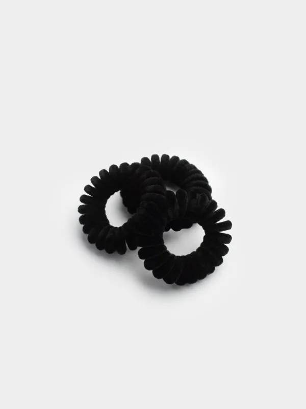 Резинка для волос, 4 см, 3 шт, полиэстер/ТПУ, черная, Спираль, Helix, image-1