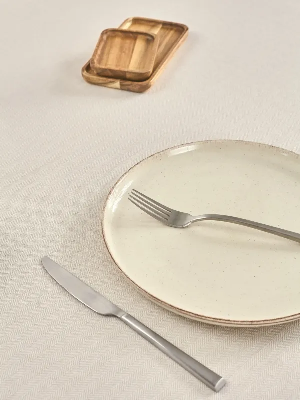 Скатерть, 160х160 см, с бахромой, хлопок, молочно-бежевая, Framed, image-2