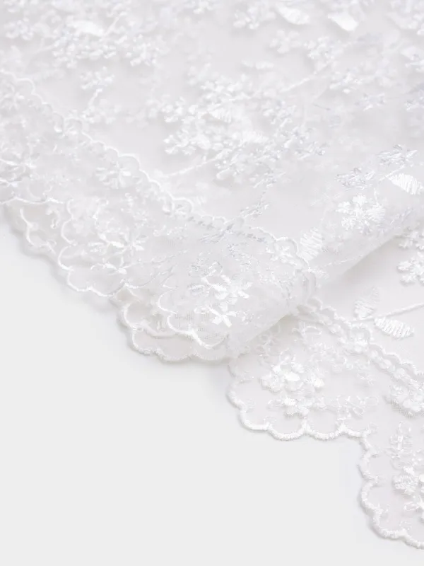 Дорожка настольная, 40х160 см, с кружевом, Ажурные цветы, Lace flowers, image-1