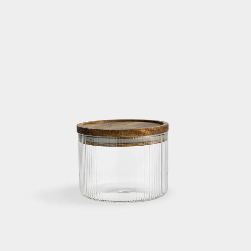 Банка для сыпучих продуктов, 500 мл, стекло Б/дерево, Ravi wood