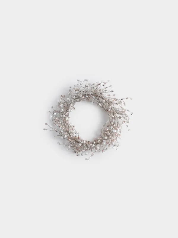 Венок для свечи, 16 см, Серебристые кристаллы, Crystal decor, image-0