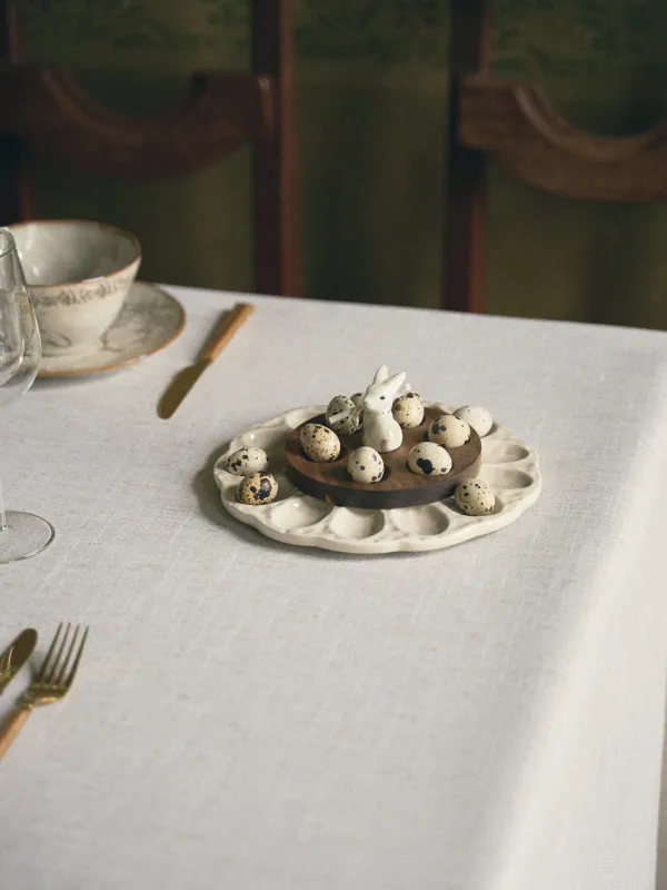 Скатерть, 170х250 см, с кружевом, полиэстер/лен/хлопок, бежевая, Natural framed, image-8