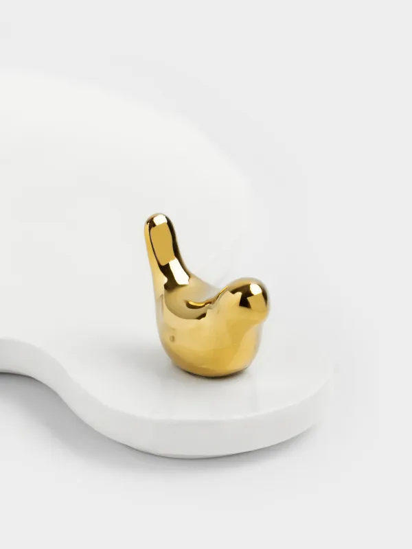 Подставка под горячее, 23х18 см, с ручкой, керамика/пробка, белая, Птичка, Paradise garden, image-4