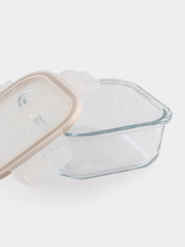 Контейнер, 520 мл, с клипсами, с клапаном, стекло Т/пластик, квадратный, Soft kitchen, image-3