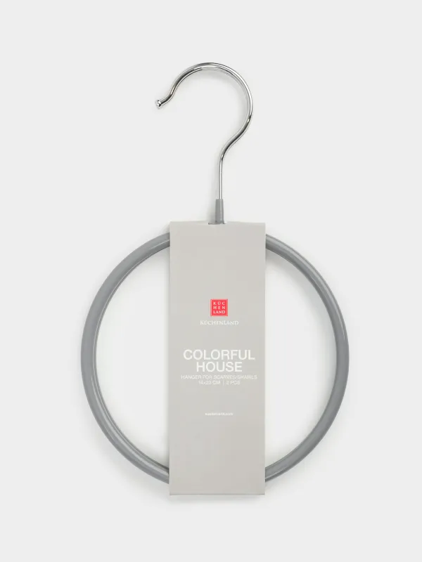 Вешалка для шарфов/платков, 14х23 см, 2 шт, металл с покрытием, серая, Colorful house, image-4