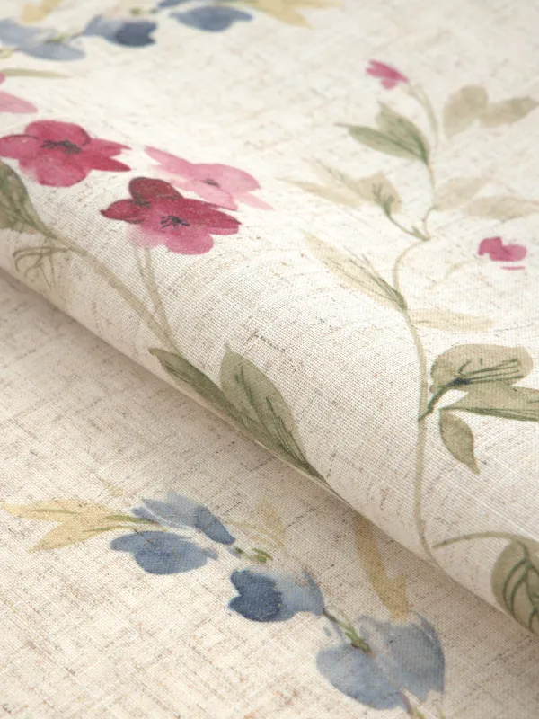 Дорожка настольная, 40х160 см, полиэстер/лен, бежевая, Цветы, Colorful flowers, image-1