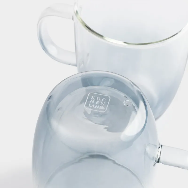 Кружка, 440 мл, 2 шт, стекло Б, серый градиент, Air-gradient, image-4