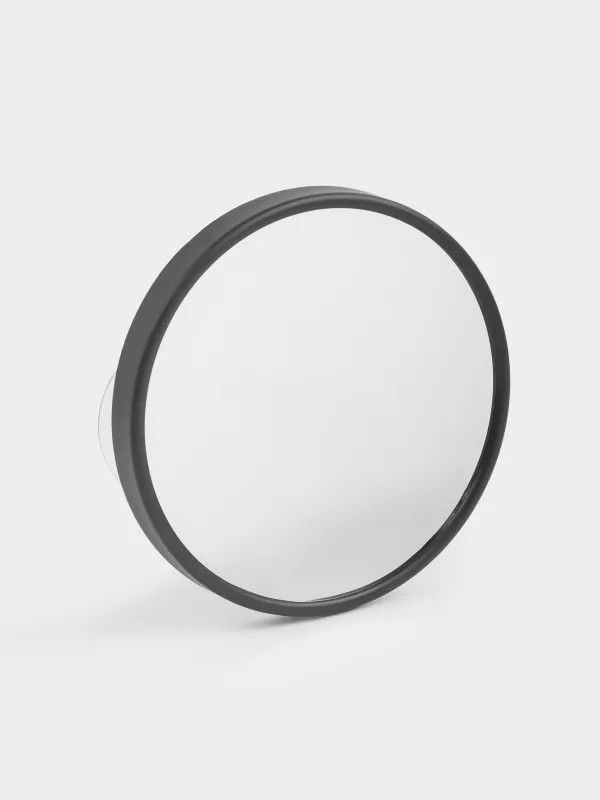 Зеркало подвесное, 13/12 см, увеличительное, на присосках, пластик, круглое, черное, Mirror, image-1
