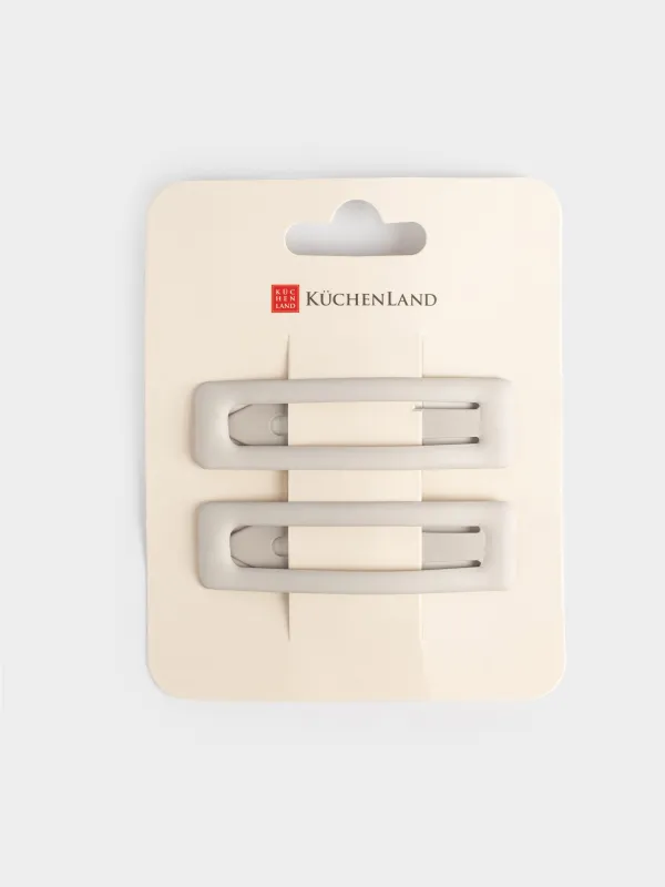 Заколка для волос, 7 см, 2 шт, металл, серая, Hair basic, image-3