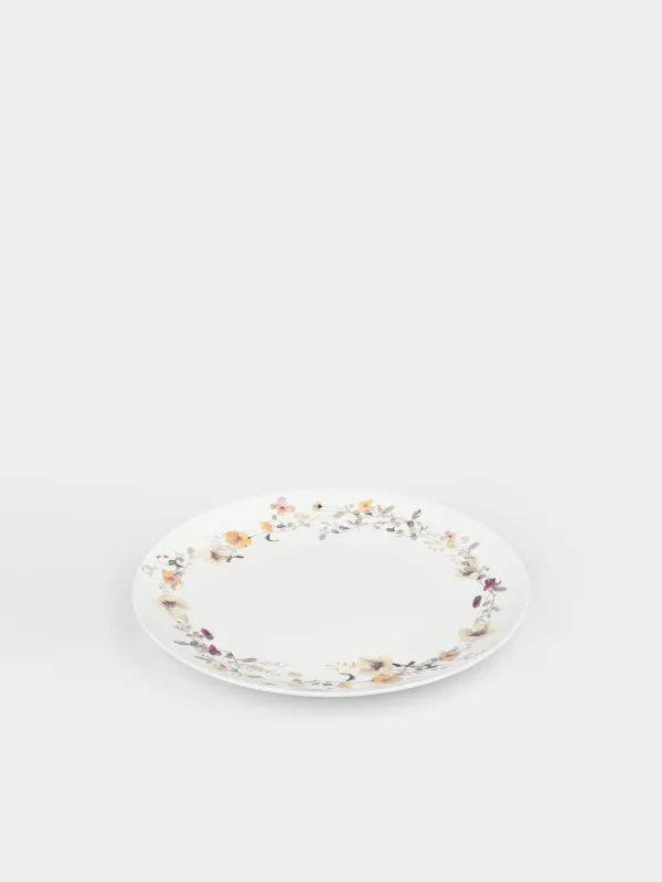 Тарелка обеденная, 27 см, фарфор N, белая, Желтые цветы, Floweri, image-1