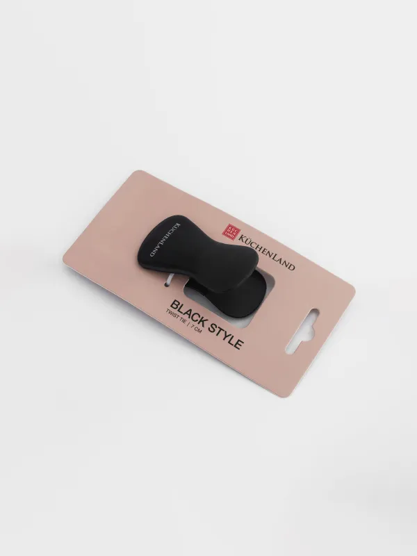 Зажим для пакетов, 7 см, с магнитом, пластик, черный, Клипса, Black style, image-4