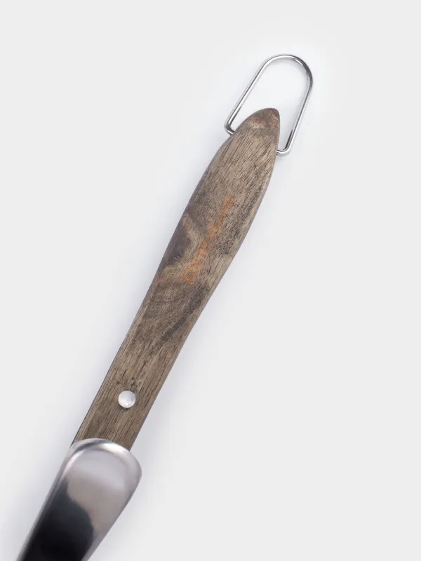 Лопатка-щипцы для барбекю, 40 см, с прорезями, сталь/дерево, BBQ, image-5