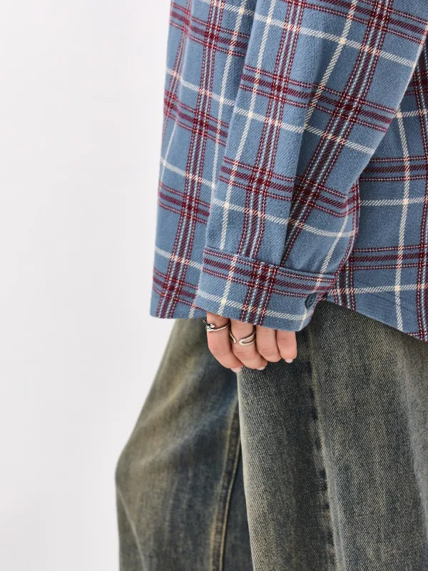 Рубашка с длинным рукавом, бордово-голубая, Jamie, image-4