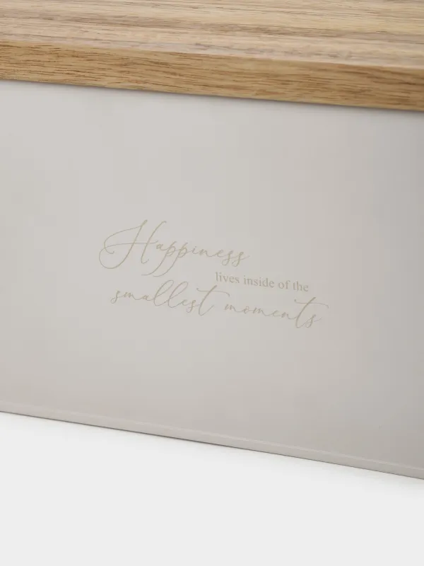 Хлебница, 33х18х13 см, металл/дерево, прямоугольная, бежевая, Ritlen, image-4