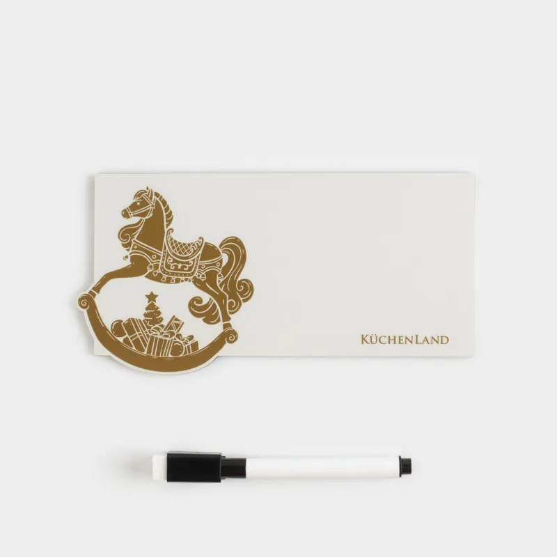 Доска магнитная для записей, 18х12 см, с маркером, пластик, бронзовая, Лошадь, Horse christmas