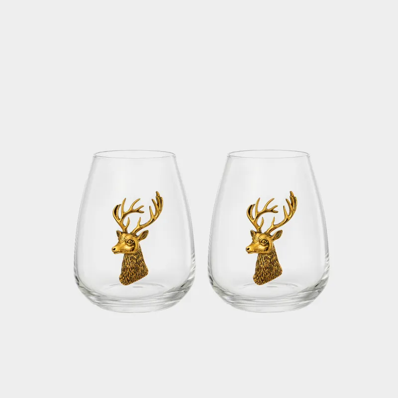 Стакан, 450 мл, 2 шт, Золотистый олень, Lux elements